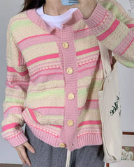 pastel striped knit cardigan boogzel clothing