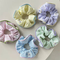 pastel stripe pajama style scrunchies boogzel clothing