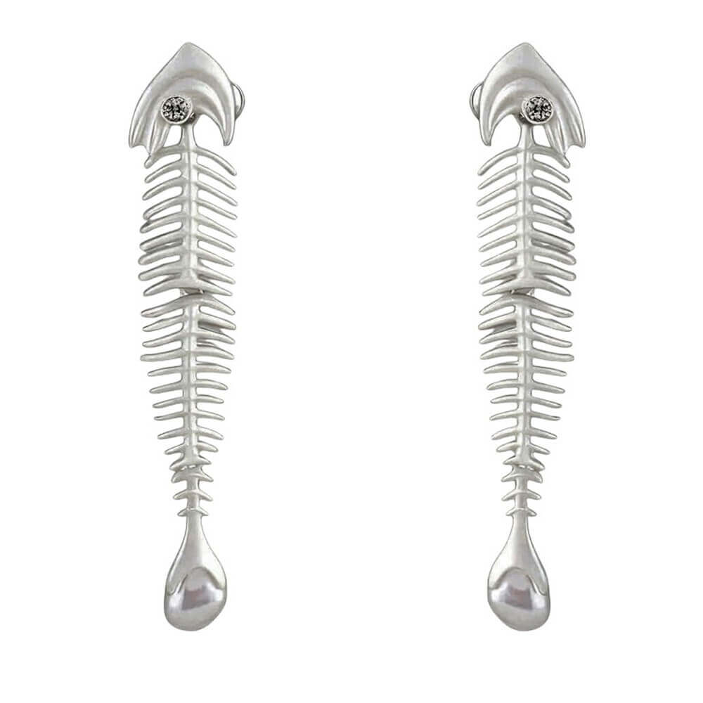 pearl drop fish bone earrings boogzel clothing