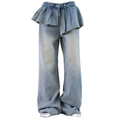 peplum waist denim wide leg jeans boogzel clothing