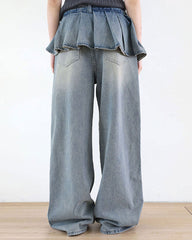peplum waist denim wide leg jeans boogzel clothing