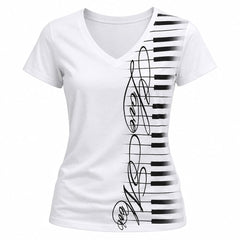 piano keyboard v-neck t-shirt boogzel clothing