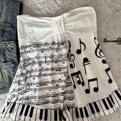 piano print strapless tube top boogzel clothing