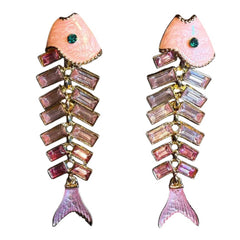 pink fishbone earrings boogzel clothing
