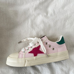 pink and red star sneakers boogzel clothing