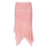 pink asymmetric ruffle midi skirt boogzel clothing