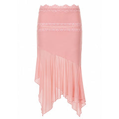 pink asymmetric ruffle midi skirt boogzel clothing