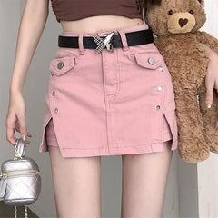 pink denim skIrt boogzel clothing