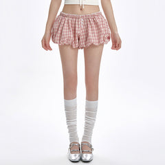 pink gingham ballon shorts boogzel clothing