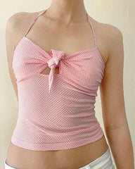 pink polka dot halter top boogzel clothing