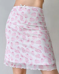 pink sheer butterfly print skirt boogzel clothing