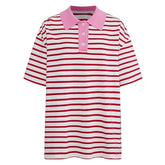 pink stripe skater polo shirt boogzel clothing