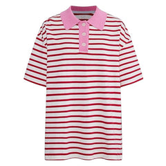 pink stripe skater polo shirt boogzel clothing