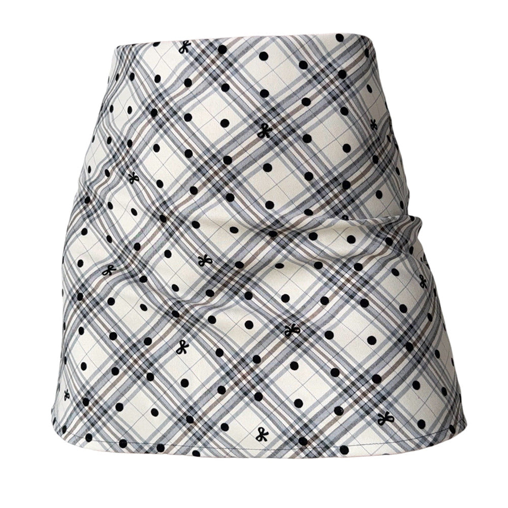 plaid polka dot miini skirt boogze clothing
