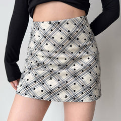 plaid polka dot miini skirt boogze clothing