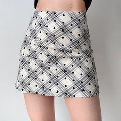 plaid polka dot miini skirt boogze clothing