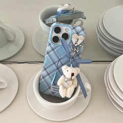 plaid bear charm iphone case boogzel clothing