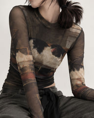 playful kitten brown long sleeve top boogzel clothing