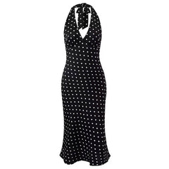 polka dot halter midi dress boogzel clothing