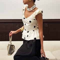 polka dot ruffle top boogzel clothing