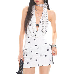 polka dot catwalk halter dress boogzel clothing