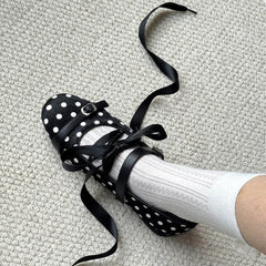 polka dot lace ballet flats boogzel clothing