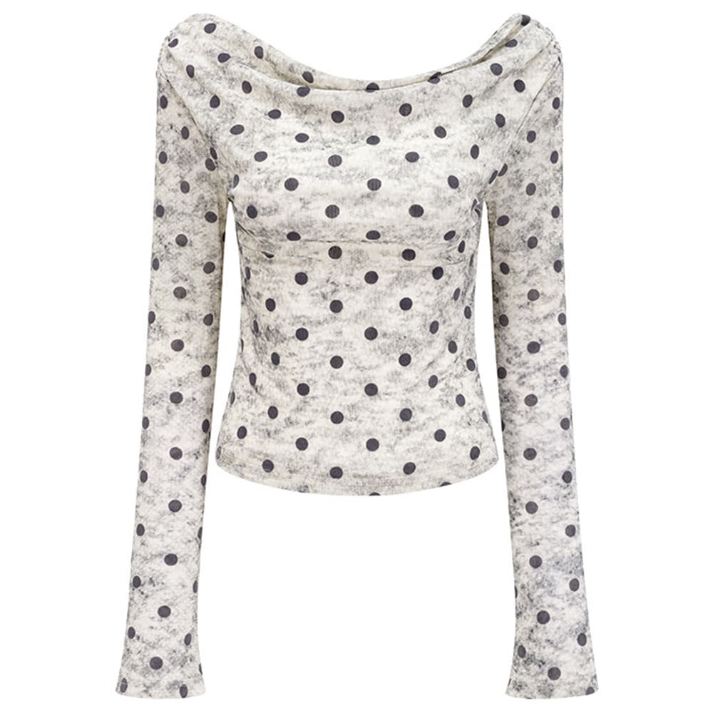 polka dot off shoulder bardot top boogzel clothing
