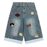 poodle embroidered denim shorts boogzel clothing