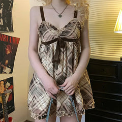 preppy aesthetic plaid mini tank dress boogzel clothing