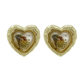 pressed flower heart earrings boogzel clothing
