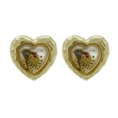 pressed flower heart earrings boogzel clothing