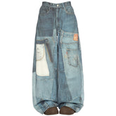 printed panel look baggy denim pants boogzel clothing