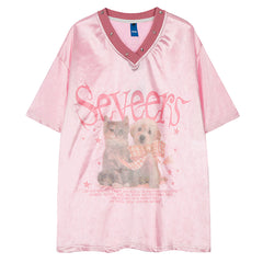 puppy and kitten print satin jersey boogzel clothing