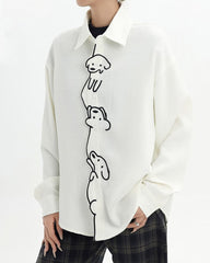 puppy dog embroidery button up shirt boogzel clothing