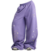 purple star print wide leg pants boogzel clothing