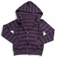 purple and black striped knit hoodie boogzel clothing
