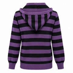 purple and black striped knit hoodie boogzel clothing