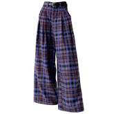 purple plaid wide leg trousers boogzel clothing