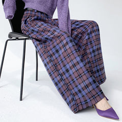 purple plaid wide leg trousers boogzel clothing