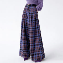 purple plaid wide leg trousers boogzel clothing