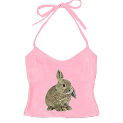 rabbit print y2k halter top boogzel clothing