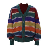rainbow striped cardigan aesthetic clothing boogzel clothing