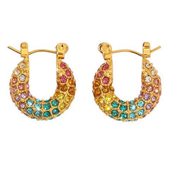 rainbow rhinestone hoop earrings boogzel clothing