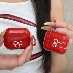 red bow coquette airpods case boogzel clothing