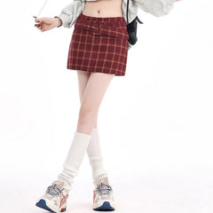 red plaid mini skirt boogzel clothing