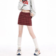 red plaid mini skirt boogzel clothing