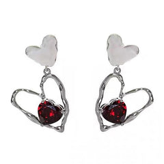 red stone heart earrings boogzel clothing