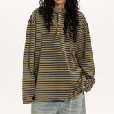 relaxed striped button up long sleeve top boogzel clothing