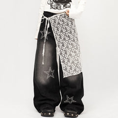 rhinestone star wide leg jeans boogzel clothing