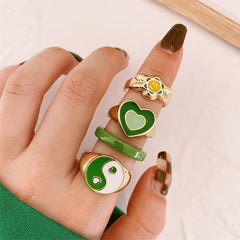 sage green aesthetic ring set boogzel clothing